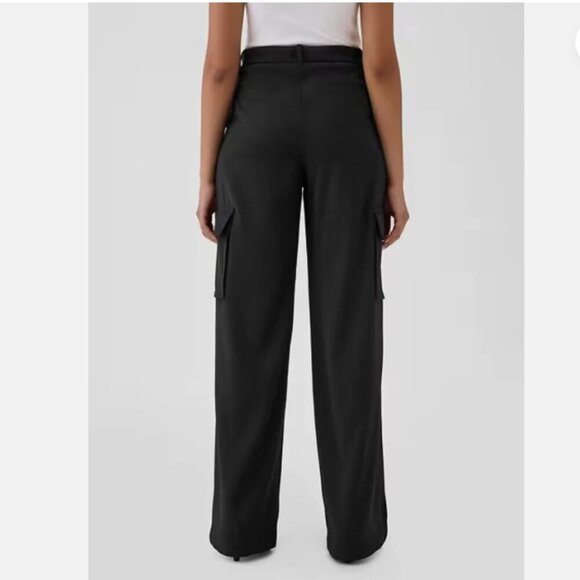 GAP 365 High-Rise Drapey Cargo Pleated Trousers Size 12 TALL Black #517723 RT$90 - Picture 4 of 15